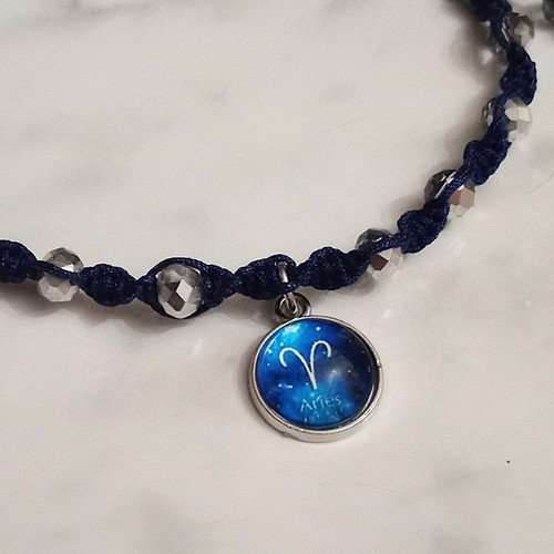 Women's Blue Aries Zodiac Bracelet new with silver details
