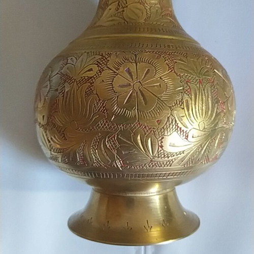 Vintage brass handmade vase, like new, possibly Indian