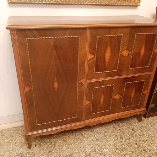Buffet Baraki with Marquetry like new, 3 cabinets and mirror