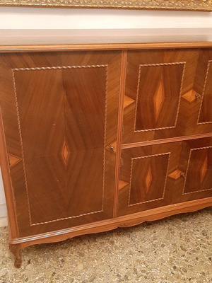 Buffet Baraki with Marquetry like new, 3 cabinets and mirror