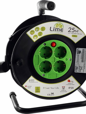 Extension reel 4 sockets with 25m 3x1.5mm² cable new