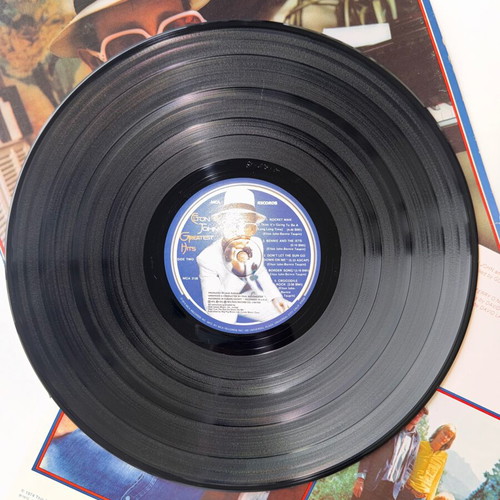 Elton John Greatest Hits vinyl record used, rock genre