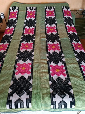 Handmade warp-woven textile used, dimensions 160x130