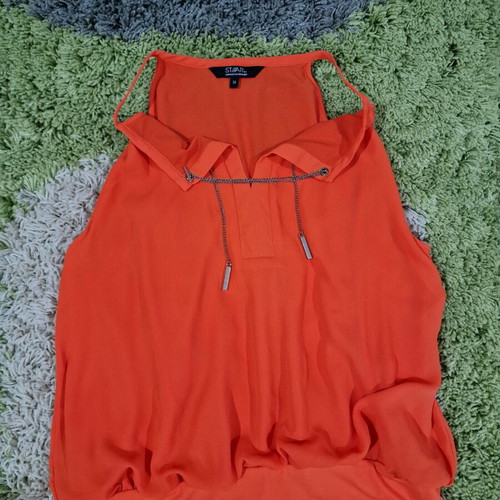 Star by Julien Macdonald orange top with chain detail like new, size M/L