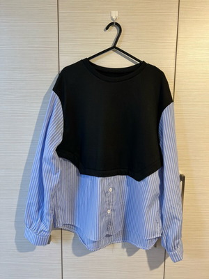 Blouse shirt new, black and blue, size S