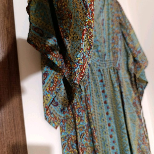 Kimono dress like new multicolor with green one size
