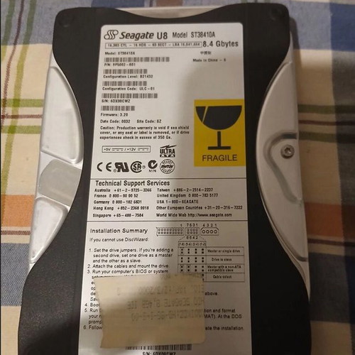 Seagate U8 ST38410A 3.5" HDD 8.4 GB ATA used, retro computing collectible