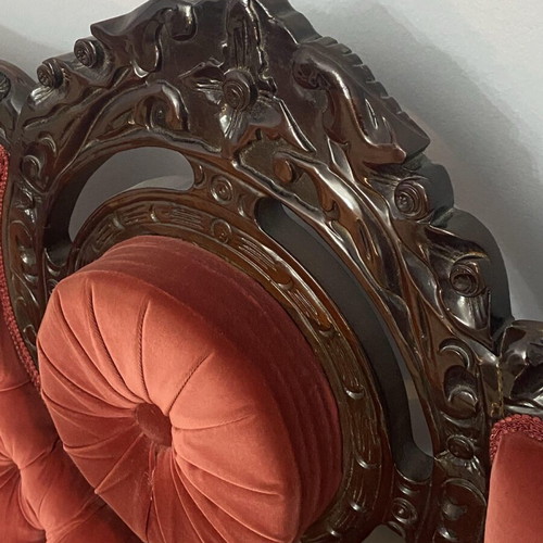 Κλασικό αντικέ σετ σαλονιού μεταχειρισμένο με 5θέσιο καναπέ, διθέσιο, πολυθρόνα και τραπεζάκια