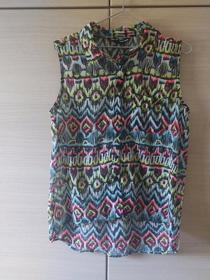 Colorful shirt blouse with transparency Size Large like new