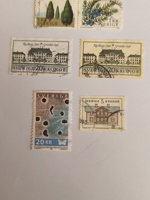 Swedish stamps used, set of 6 including one double