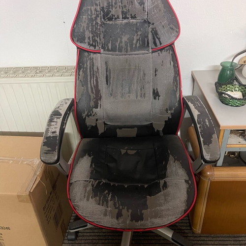 Office chair used, ergonomic with worn leather