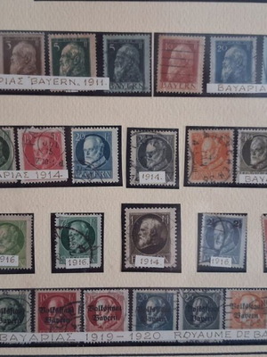Rare Collectible Frame with Historical Stamps Kingdom of Bavaria 1849–1920