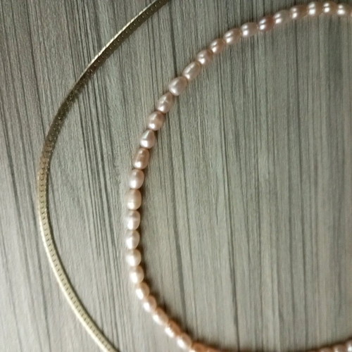 925 Silver Necklace Set used with snake design and vintage pink pearls