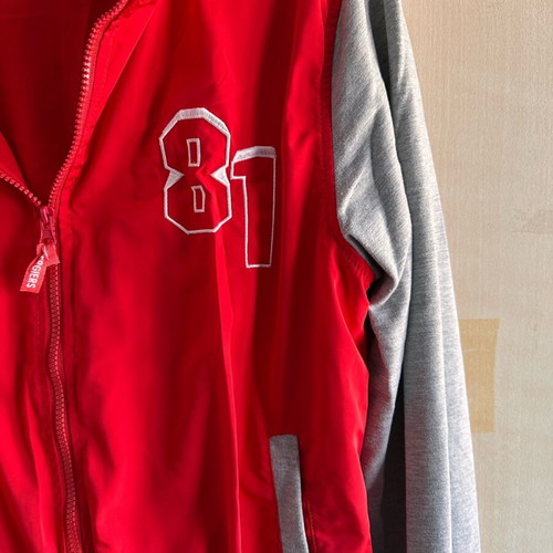 Bomber jacket like new, gray and red