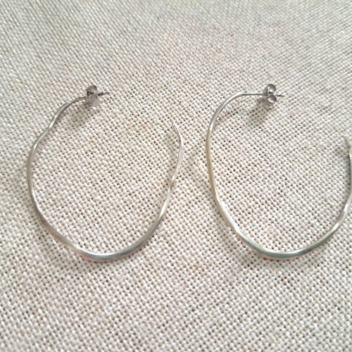 Handmade silver 925 hoop earrings organic design like new