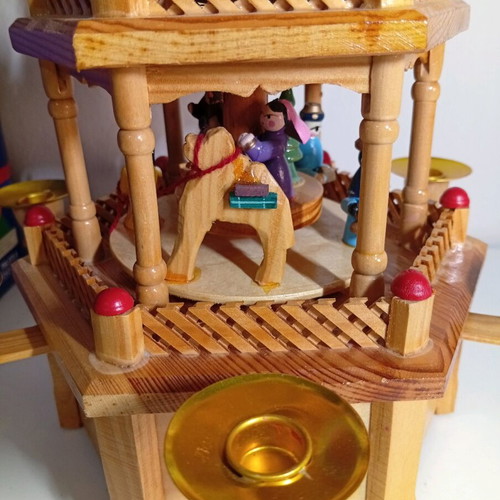 Wooden Christmas musical carousel 3-tier in gift box Germany