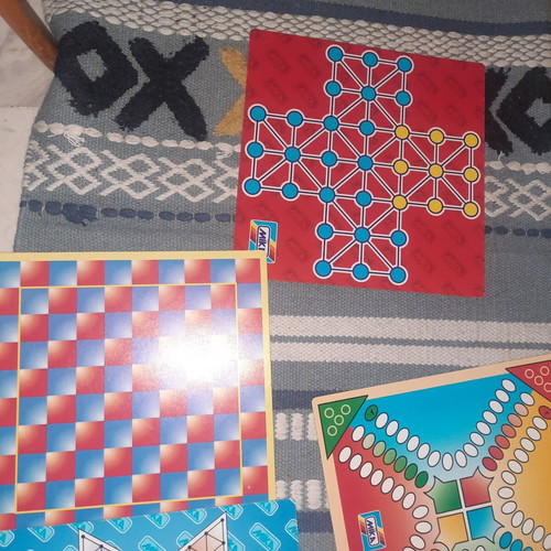 Vintage Mika board games used, missing Snakes and Ladders board
