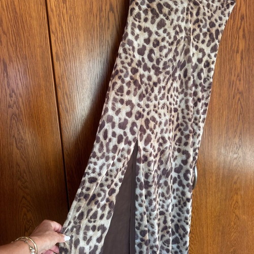Zara animal print dress medium with side slit and lining like new, brown