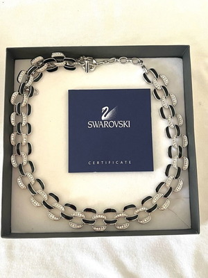 Swarovski luxury set necklace and bracelet with black enamel and pavé crystals
