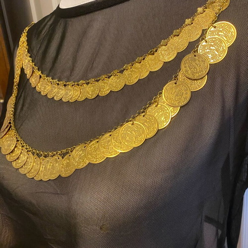 Traditional two-row chest jewelry new, gold-colored