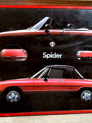 Alfa Romeo Spider retro car poster, framed with protective glass