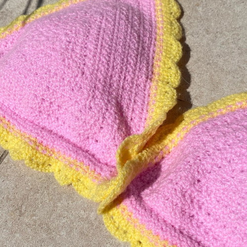 Crochet bikini new, pink and yellow, size S-M
