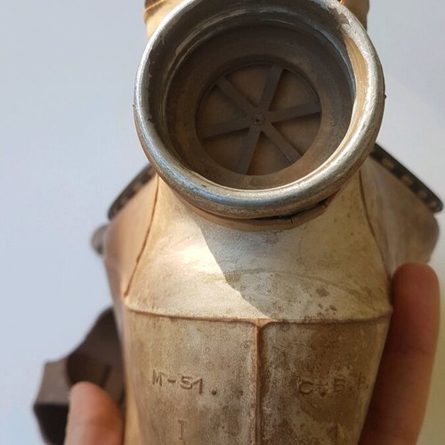 Belgian M51 Army Gas Mask used with plastic damage
