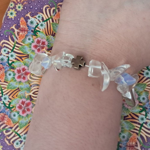 Handmade Baptismal Martyrika Bracelets Pack of 156 with Opalite Quartz and Steel Cross