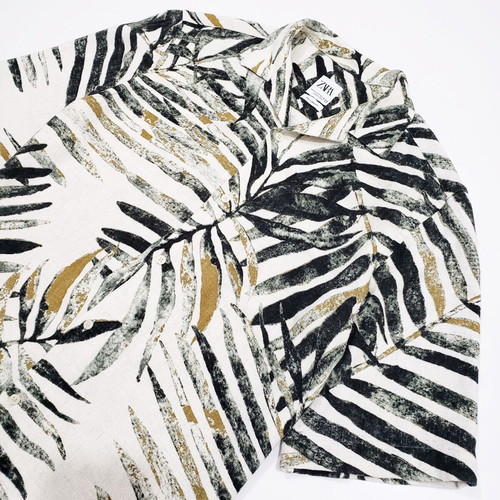 Zara men's short sleeve shirt palm leaf print like new, size S-M