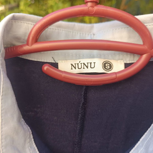 Nunu cotton shirt with integrated shirt, size S oversized, blue