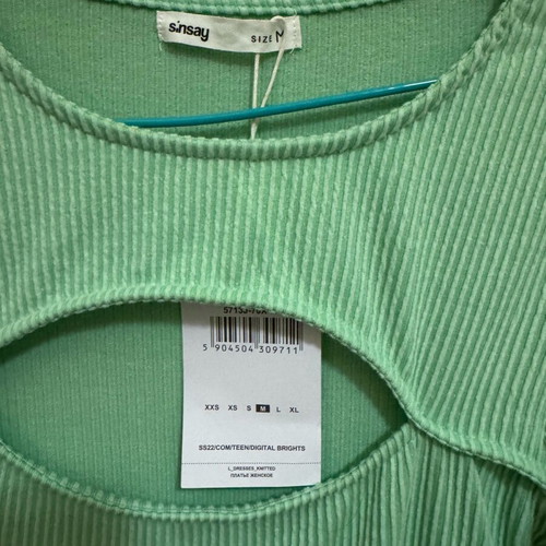 Sinsay dress with long sleeves new, green, size M