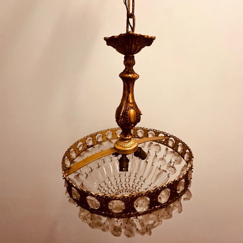 Vintage handmade crystal pendant light new
