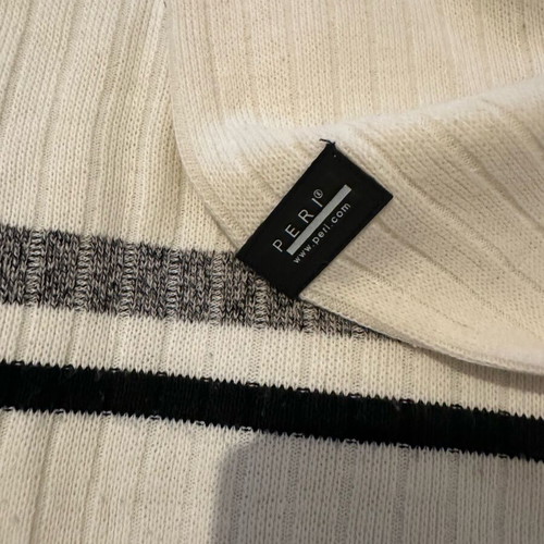 PERI vintage ribbed knit sweater like new, cream and black stripes, size L