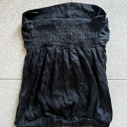 Toi & Moi silk strapless top y2k, black and grey