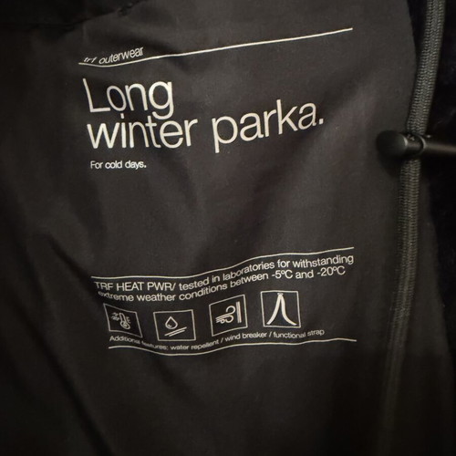 Zara black parka jacket XL, like new