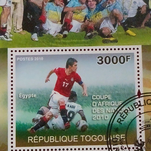 Feygie with stamp from Togo new, Africa Cup of Nations 2010