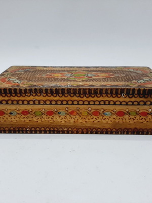 Vintage pyrography and hand-painted wooden box