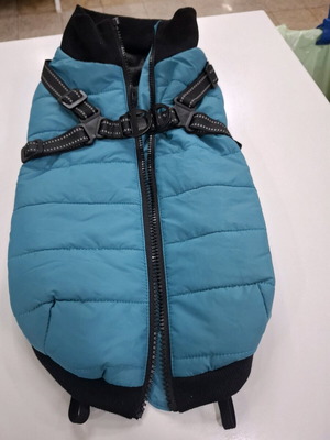 Trixie Pontis dog jacket like new, padded aqua polyester