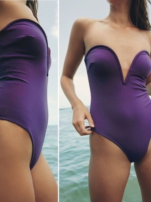 Zara purple one-piece swimsuit like new, size S