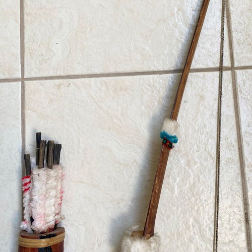 Decorative ethnic bow set with quiver and arrows used