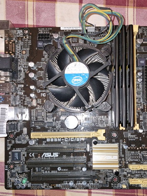 Asus B85M-C-C-SI motherboard with 3x4GB Corsair RAM and Intel i5 4690 CPU used