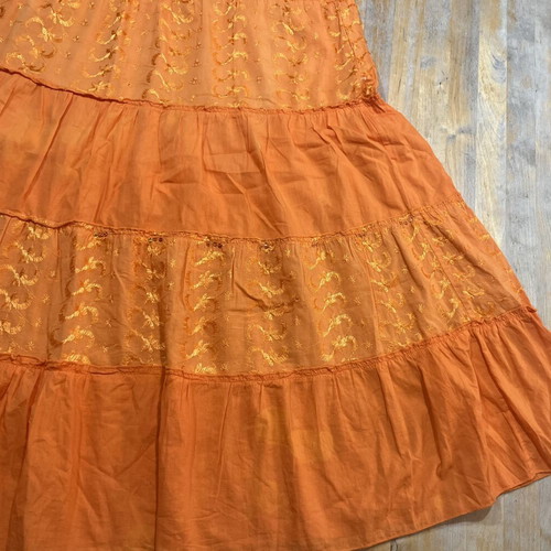 Long summer skirt orange 100% cotton made in India