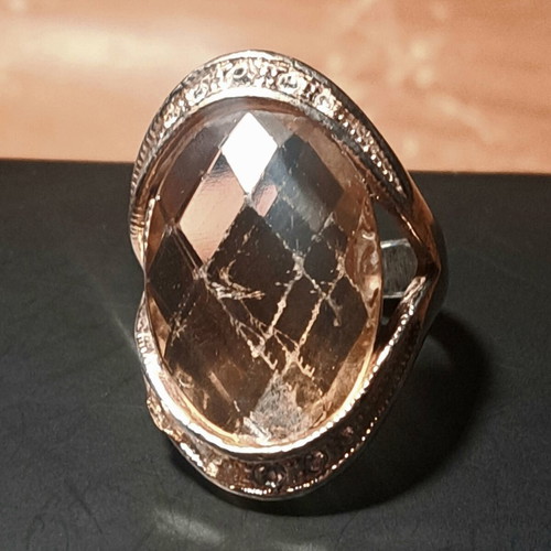 Vintage statement ring Premier Designs with large champagne crystal used