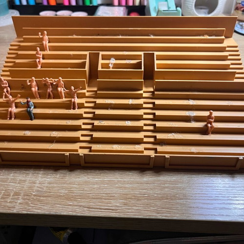 Subbuteo stadium stand with spectators