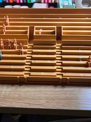 Subbuteo stadium stand with spectators