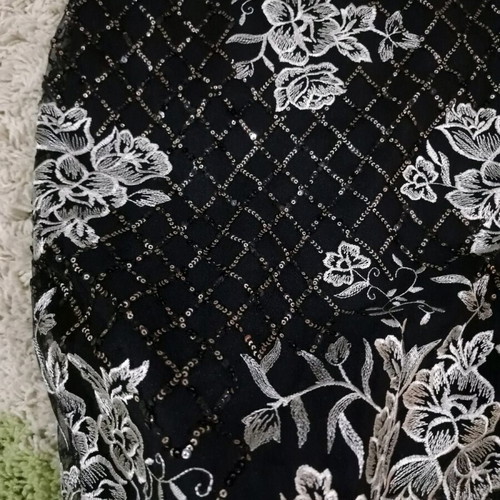 Lipsy London long sleeve lace and sequin midi dress new, black and white, size S/M