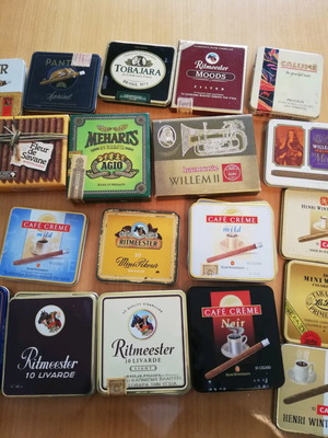 Cigar boxes used, pack of 30, metal and paper