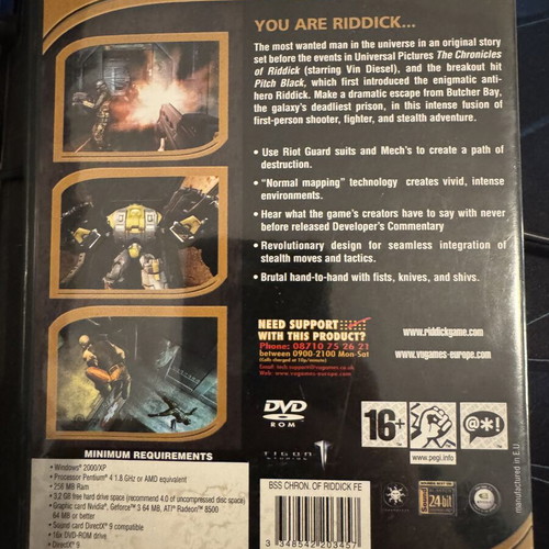 Riddick Escape From Butcher Bay PC game like new
