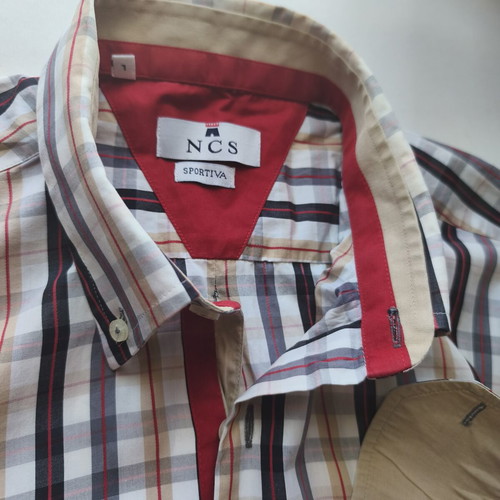 NCS men's cotton checked long-sleeve shirt, size L