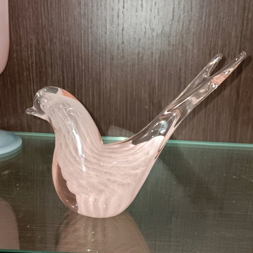 Murano Retro Pink Decorative Bird in Like New Condition